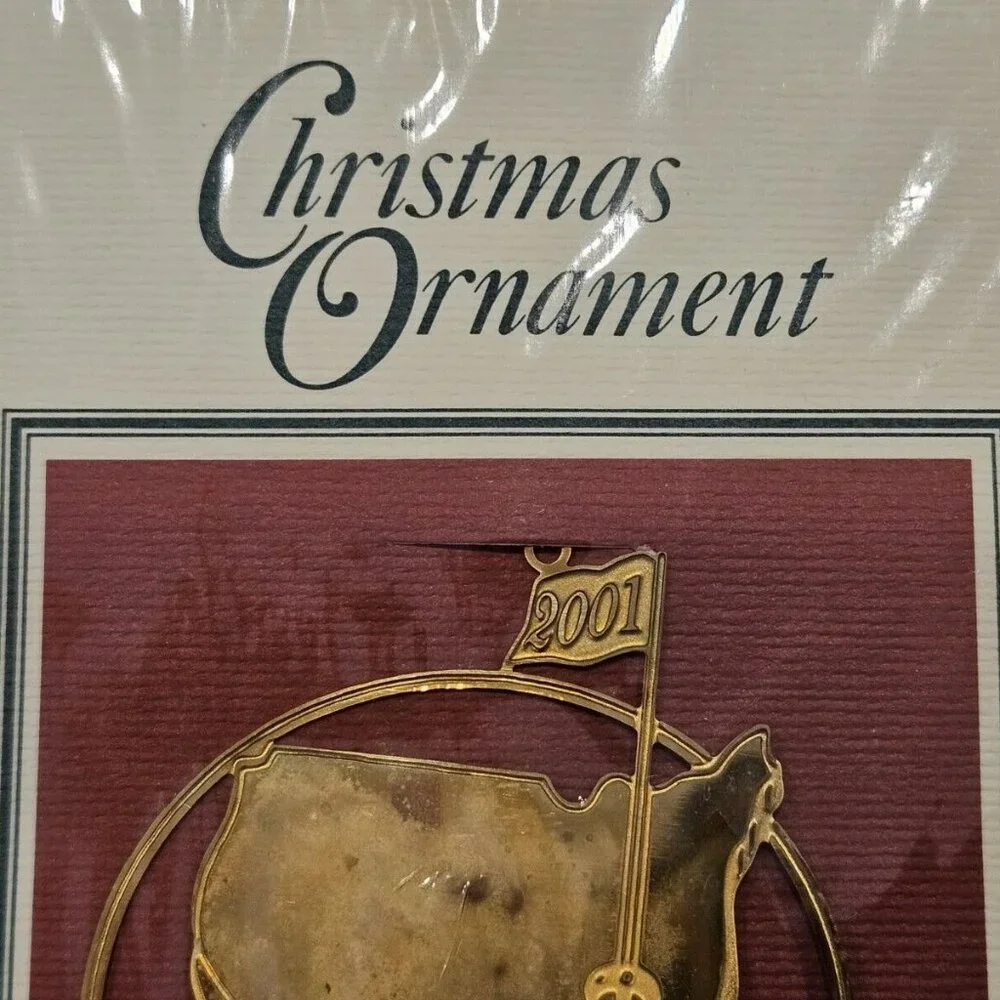 RARE 2001 MASTERS 24k TOURNAMENT AUGUSTA NATIONAL GOLF CLUB PGA HOLIDAY ORNAMENT